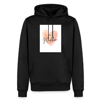 Rosa Pink Herz mit Schrift Team Junge Genderparty - Männer Premium Bio Hoodie - Schwarz - Vorne - Nico (187cm)