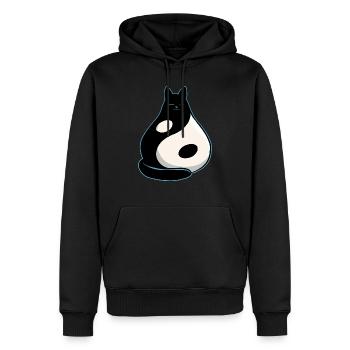 Chat YinYang - Sweat à capuche Premium bio Homme - noir - Devant - Nico (187cm)