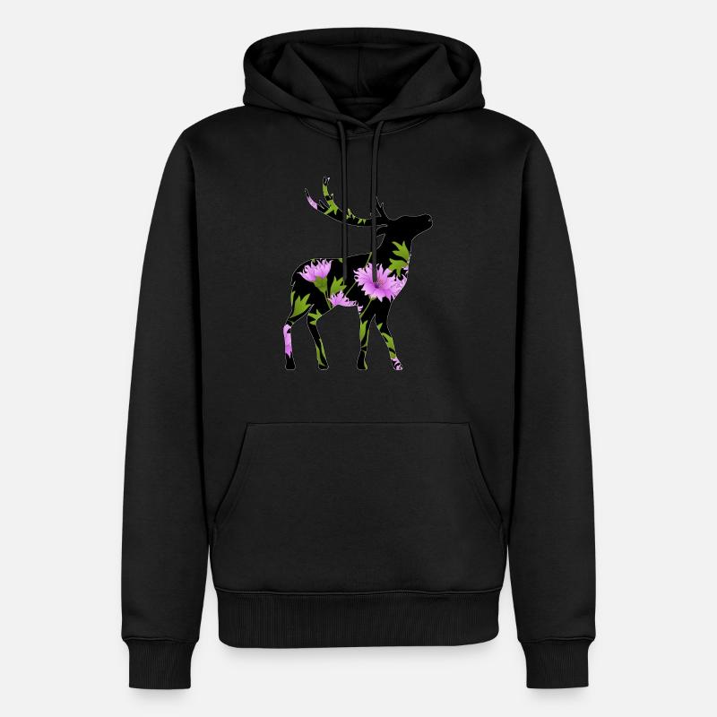 Hirsch - Männer Premium Bio Hoodie - Schwarz