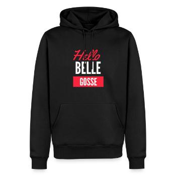 Hello BELLE GOSSE - Sweat à capuche Premium bio Homme - noir - Devant - Nico (187cm)