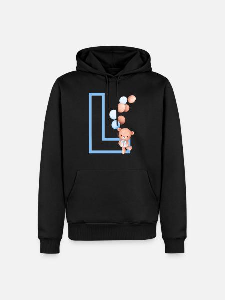 Blue Letter L Bear - Men’s Premium Organic Hoodie - black