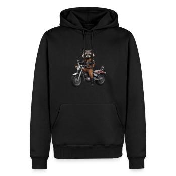 Waschbär-Biker - Männer Premium Bio Hoodie - Schwarz - Vorne - Nico (187cm)