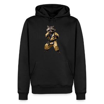 Sport-Waschbär - Männer Premium Bio Hoodie - Schwarz - Vorne - Nico (187cm)
