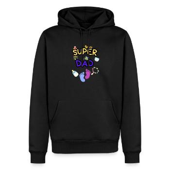 Super Dad - Stolzer Papa mit Baby Icons - Männer Premium Bio Hoodie - Schwarz - Vorne - Nico (187cm)