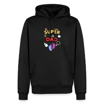 Super Dad - Stolzer Vater mit süßen Baby-Icons - Männer Premium Bio Hoodie - Schwarz - Vorne - Nico (187cm)