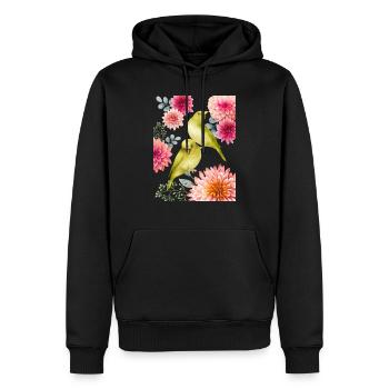 parrot and flowers 2 - Men’s Premium Organic Hoodie - black - Front - Nico (187cm)