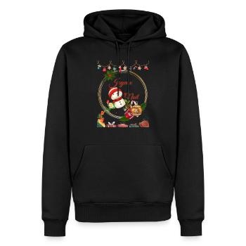 Joyeux Noël png - Sweat à capuche Premium bio Homme - noir - Devant - Nico (187cm)