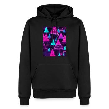 Neon-Tannenbäume im Cyberpunk-Stil - Männer Premium Bio Hoodie - Schwarz - Vorne - Nico (187cm)