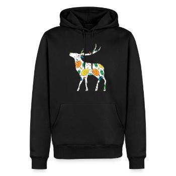 Hirsch - Männer Premium Bio Hoodie - Schwarz - Vorne - Nico (187cm)