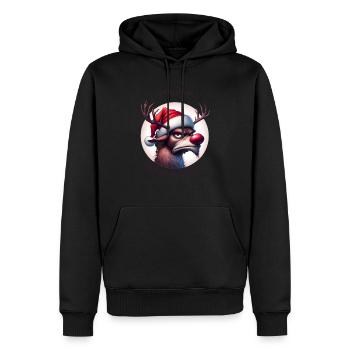Renne de Noël grognon – L'antihéros des fêtes - Sweat à capuche Premium bio Homme - noir - Devant - Nico (187cm)
