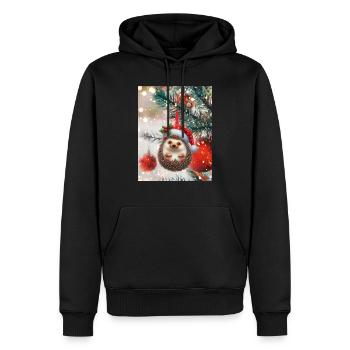 Weihnachtlicher Igel: Süßer Weihnachts-Look - Männer Premium Bio Hoodie - Schwarz - Vorne - Nico (187cm)