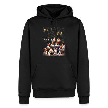 Lapins et fées - Sweat à capuche Premium bio Homme - noir - Devant - Nico (187cm)