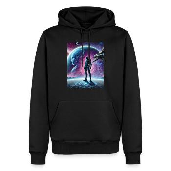 Tech Cosmos - Sweat à capuche Premium bio Homme - noir - Devant - Nico (187cm)