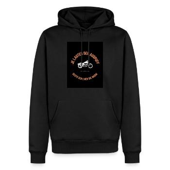 Je lauter der Auspuff desto schöner die Musik - Männer Premium Bio Hoodie - Schwarz - Vorne - Nico (187cm)