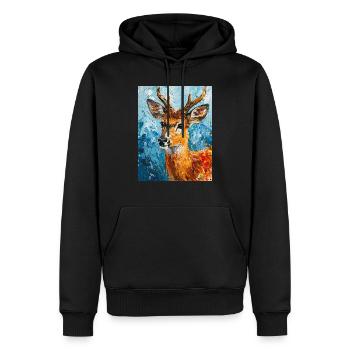 Image de cerf - Sweat à capuche Premium bio Homme - noir - Devant - Nico (187cm)