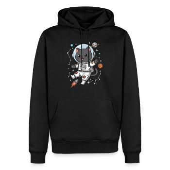 Weltraum-Katze - Männer Premium Bio Hoodie - Schwarz - Vorne - Nico (187cm)