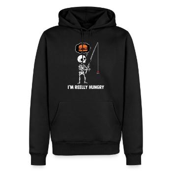 Ich bin hungrig - Männer Premium Bio Hoodie - Schwarz - Vorne - Nico (187cm)