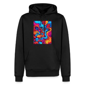 Abstrakte Kunst aus bunten Wirbeln - Männer Premium Bio Hoodie - Schwarz - Vorne - Nico (187cm)
