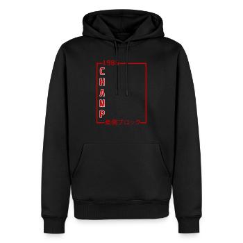 Champ 1986 Chinesisch Design - Männer Premium Bio Hoodie - Schwarz - Vorne - Nico (187cm)
