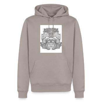 maori - Männer Premium Bio Hoodie - Taupe - Vorne - Nico (187cm)