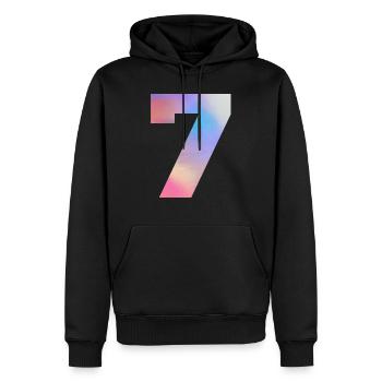 Numéro 7 coloré - Sweat à capuche Premium bio Homme - noir - Devant - Nico (187cm)