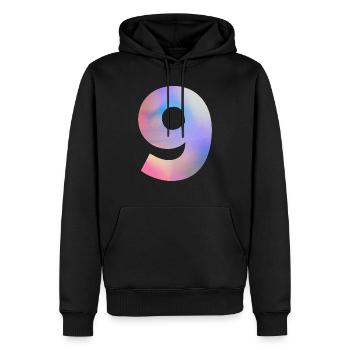 Numéro 9 coloré - Sweat à capuche Premium bio Homme - noir - Devant - Nico (187cm)