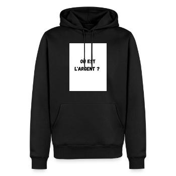 Où est l'argent ? - Sweat à capuche Premium bio Homme - noir - Devant - Nico (187cm)