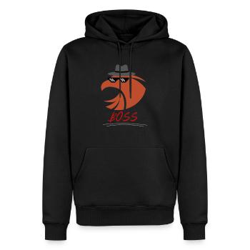 Adler mit Sonnenbrille und Hut - Männer Premium Bio Hoodie - Schwarz - Vorne - Nico (187cm)