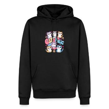 Chat chaton dessin animé cadeau - Sweat à capuche Premium bio Homme - noir - Devant - Nico (187cm)