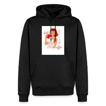 But first coffee - Männer Premium Bio Hoodie - Schwarz - Vorne - Nico (187cm)