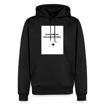 Je ne veillis pas je prends de la valeur - Sweat à capuche Premium bio Homme - noir - Devant - Nico (187cm)