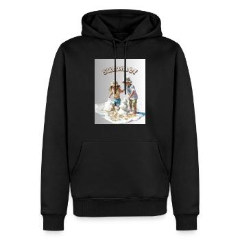 Bunte 70er Jahre Stil Frauen Empowerment T-Shirt 1 - Männer Premium Bio Hoodie - Schwarz - Vorne - Nico (187cm)