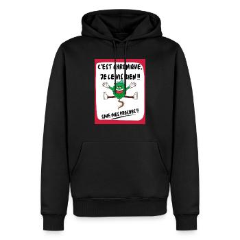 C'est chronique, je le le vis bien ! - Sweat à capuche Premium bio Homme - noir - Devant - Nico (187cm)
