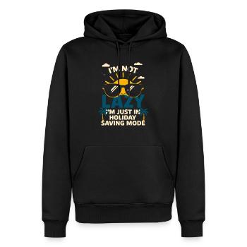 Ich bin nicht faul - nur im Urlaubs-Economy-Modus - Männer Premium Bio Hoodie - Schwarz - Vorne - Nico (187cm)