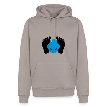Happy Feet - Sweat à capuche Premium bio Homme - taupe - Devant - Nico (187cm)