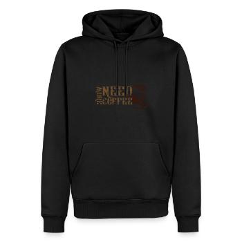 Brauche mehr Kaffee - Männer Premium Bio Hoodie - Schwarz - Vorne - Nico (187cm)
