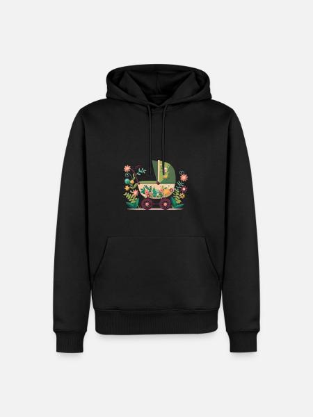 Flowery stroller 1 - Men’s Premium Organic Hoodie - black