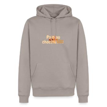 T-shirt Pain au chocolat - Sweat à capuche Premium bio Homme - taupe - Devant - Nico (187cm)