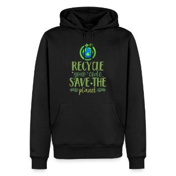 Recycle your code (green) - Sweat à capuche Premium bio Homme - noir - Devant - Nico (187cm)