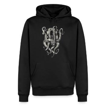23F 0309 bk - Sweat à capuche Premium bio Homme - noir - Devant - Nico (187cm)