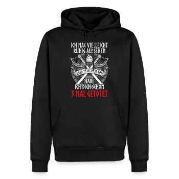 Wikinger - 3 Mal - Männer Premium Bio Hoodie - Schwarz - Vorne - Nico (187cm)