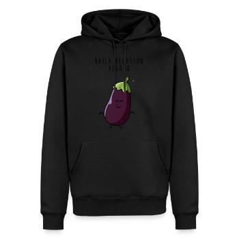 regaeton aubergine végétalien Baila - Sweat à capuche Premium bio Homme - noir - Devant - Nico (187cm)