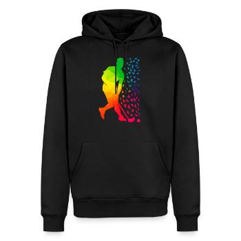 Floorball - Männer Premium Bio Hoodie - Schwarz - Vorne - Nico (187cm)
