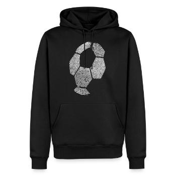 Fußball Fingerprint - Soccer Fingerprint -Team-DNA - Männer Premium Bio Hoodie - Schwarz - Vorne - Nico (187cm)