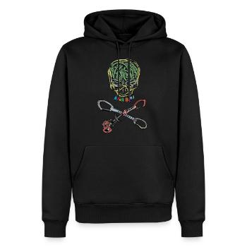 Climbing, pirate, skull - Men’s Premium Organic Hoodie - black - Front - Nico (187cm)