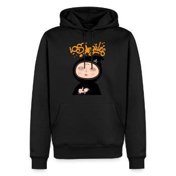 Los Angeles. Ninja mit drei Augen. - Männer Premium Bio Hoodie - Schwarz - Vorne - Nico (187cm)