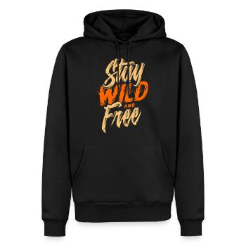 Bleib Wild und Frei - Männer Premium Bio Hoodie - Schwarz - Vorne - Nico (187cm)