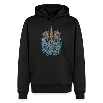Roi trident crâne - Sweat à capuche Premium bio Homme - noir - Devant - Nico (187cm)