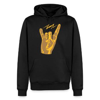 hand finger heavy metal hard rock konzert musik pa - Männer Premium Bio Hoodie - Schwarz - Vorne - Nico (187cm)