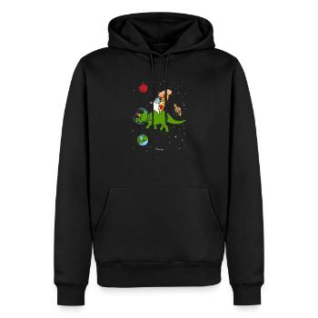 cadeau de pizza chat et dinosaure - Sweat à capuche Premium bio Homme - noir - Devant - Nico (187cm)